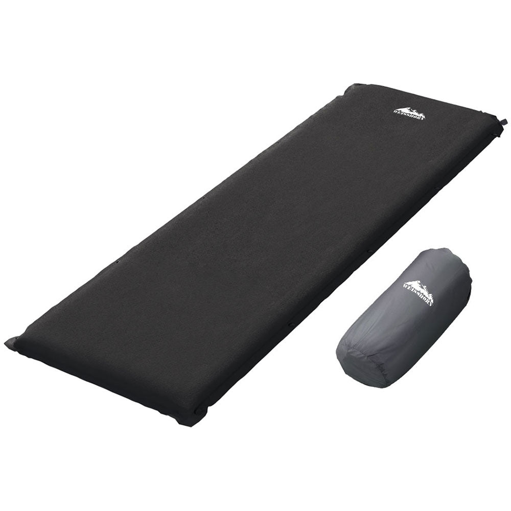 Weisshorn Self Inflating Mattress Camping Sleeping Mat Air Bed Pad Single Black CAMP-B-MAT-SUE-SIN-BK