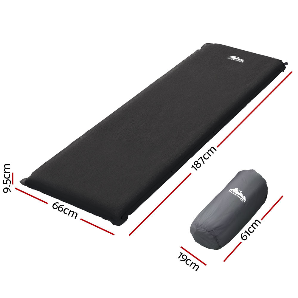 Weisshorn Self Inflating Mattress Camping Sleeping Mat Air Bed Pad Single Black CAMP-B-MAT-SUE-SIN-BK