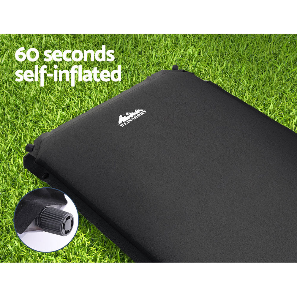 Weisshorn Self Inflating Mattress Camping Sleeping Mat Air Bed Pad Single Black CAMP-B-MAT-SUE-SIN-BK