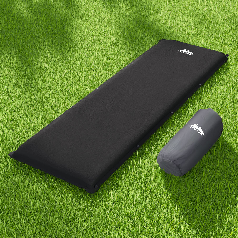 Weisshorn Self Inflating Mattress Camping Sleeping Mat Air Bed Pad Single Black CAMP-B-MAT-SUE-SIN-BK