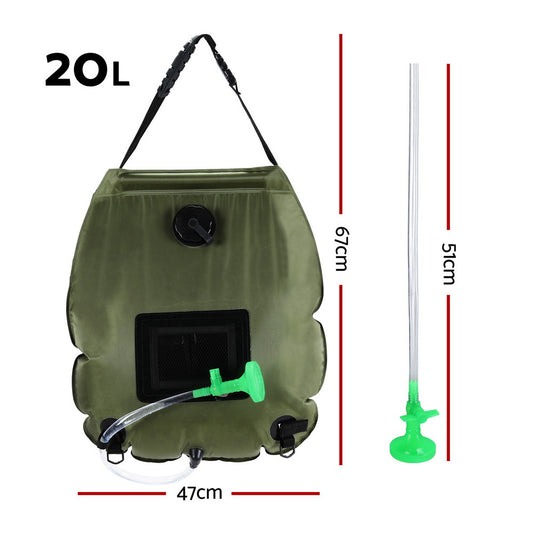 Weisshorn Camping Shower Bag 20L Set of 2 Portable Green Black CAMP-B-SHOWER-20L-D-GN