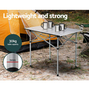 Weisshorn Folding Camping Table 70CM Roll Up Outdoor Picnic BBQ Aluminium Desk CAMP-B-T-ALUM-70