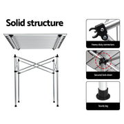 Weisshorn Folding Camping Table 70CM Roll Up Outdoor Picnic BBQ Aluminium Desk CAMP-B-T-ALUM-70