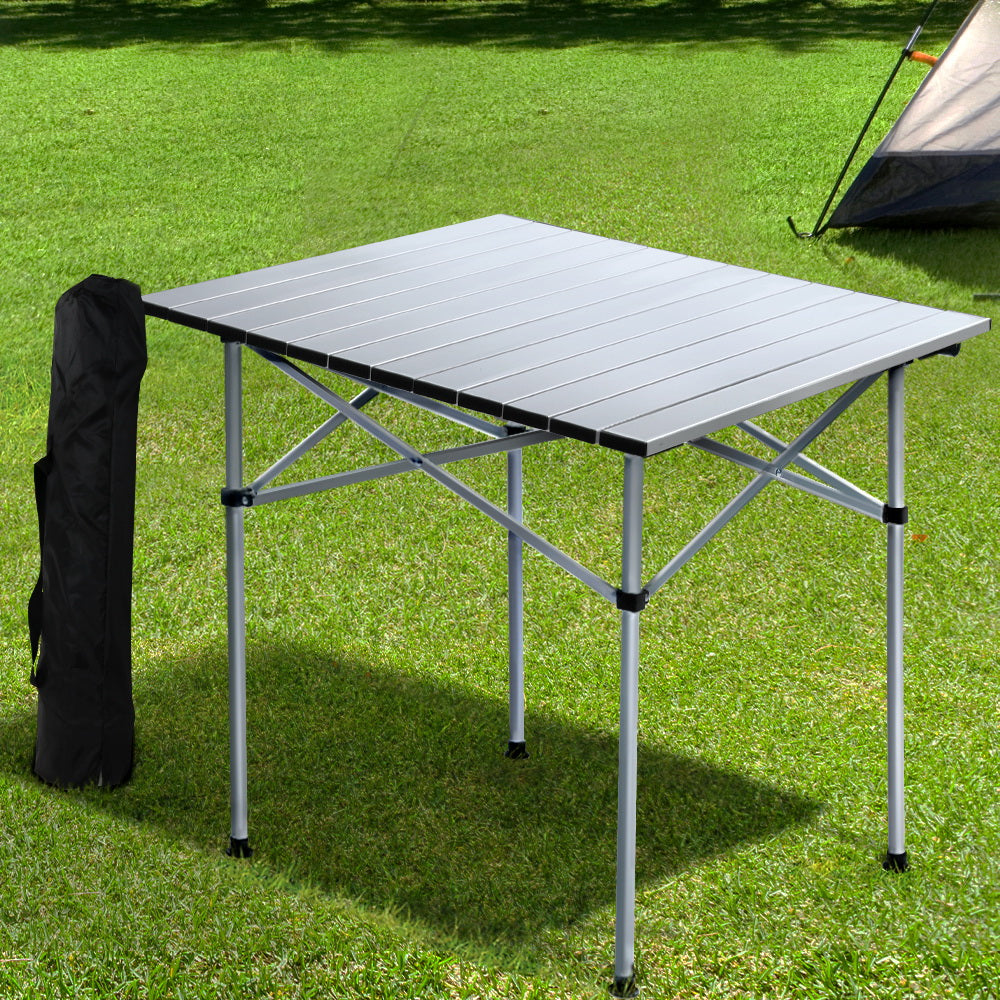Weisshorn Folding Camping Table 70CM Roll Up Outdoor Picnic BBQ Aluminium Desk CAMP-B-T-ALUM-70