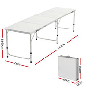 Weisshorn Folding Camping Table 240CM Portable Outdoor Picnic BBQ Aluminium Desk CAMP-B-T-MDF-240
