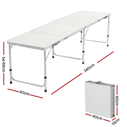 Weisshorn Folding Camping Table 240CM Portable Outdoor Picnic BBQ Aluminium Desk CAMP-B-T-MDF-240