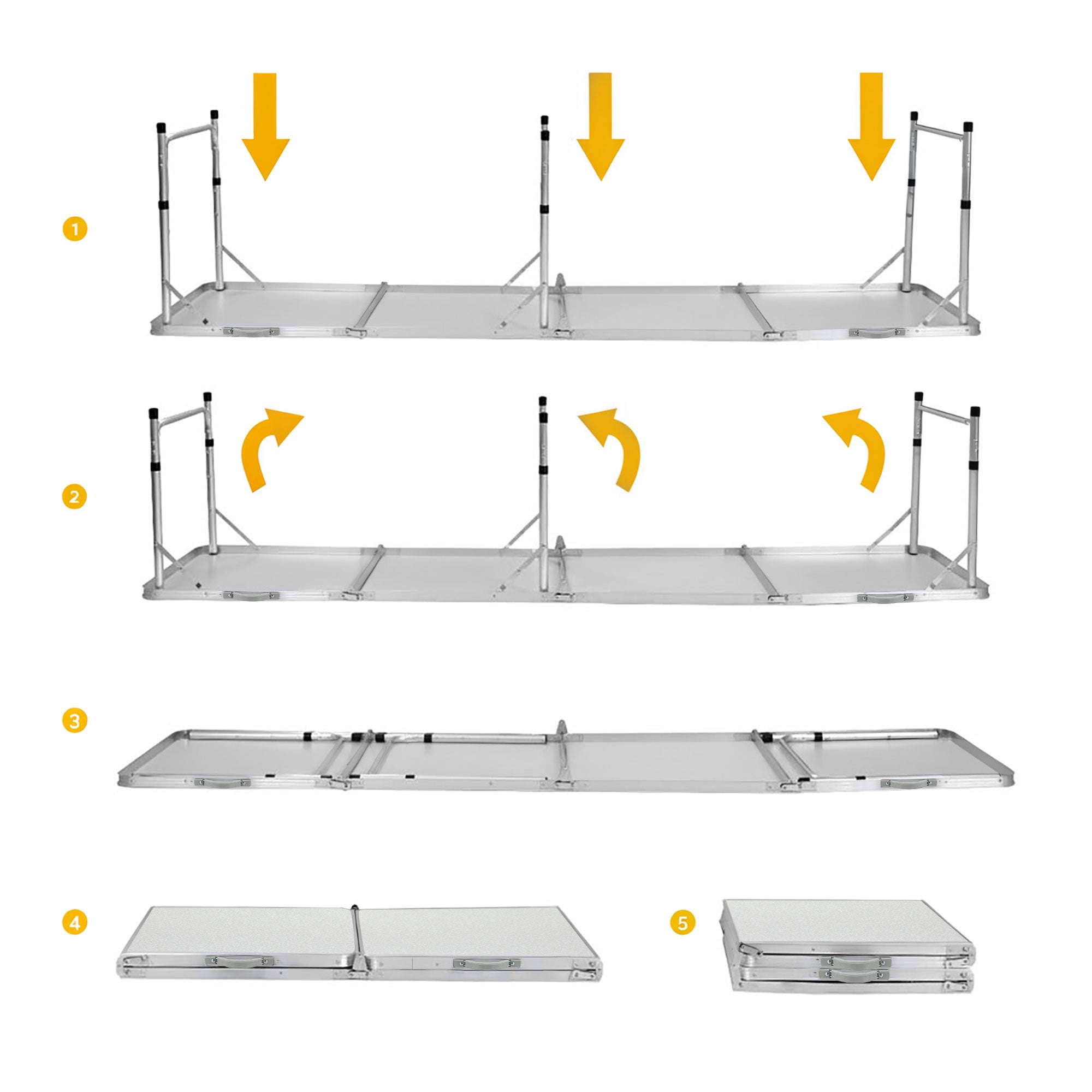 Weisshorn Folding Camping Table 240CM Portable Outdoor Picnic BBQ Aluminium Desk CAMP-B-T-MDF-240