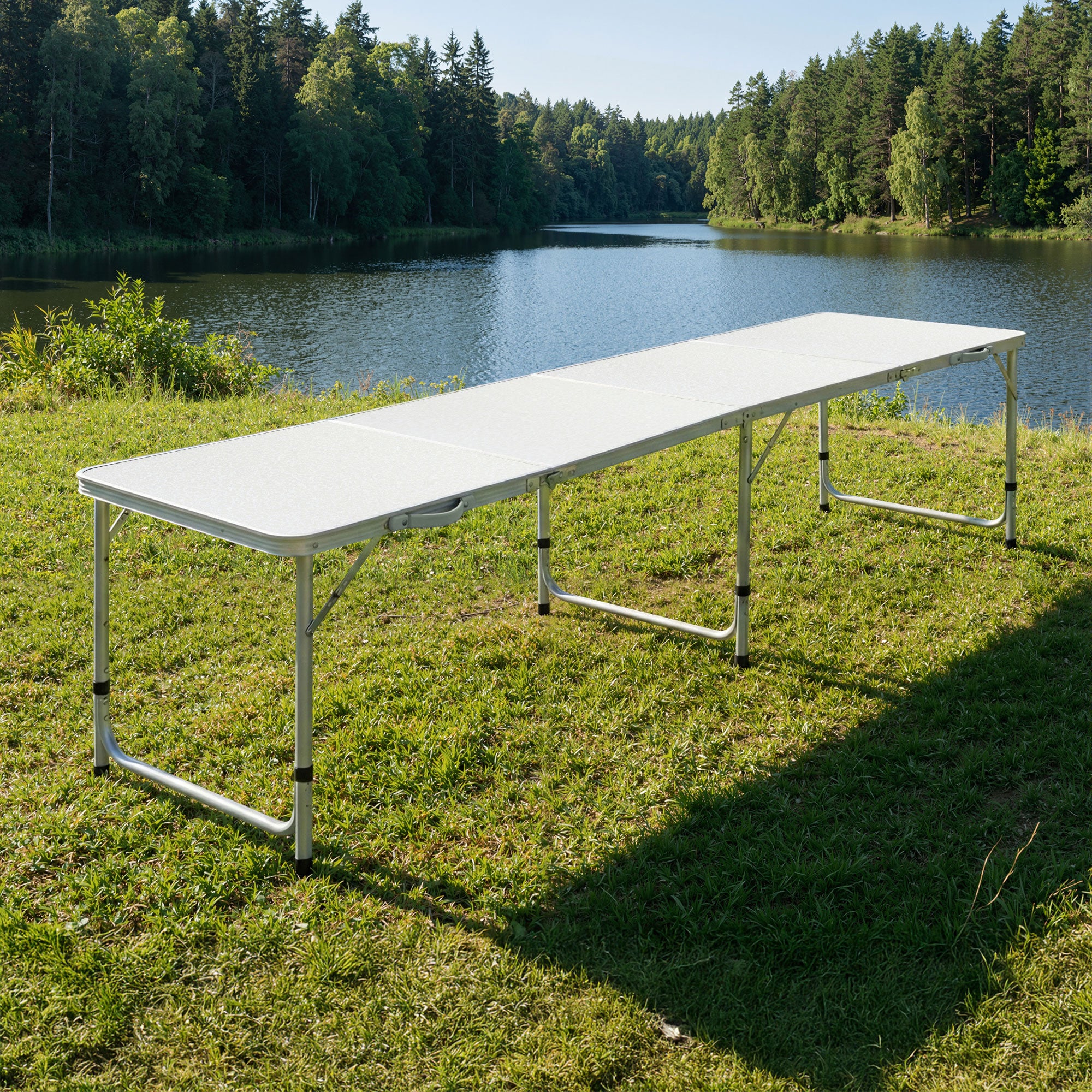 Weisshorn Folding Camping Table 240CM Portable Outdoor Picnic BBQ Aluminium Desk CAMP-B-T-MDF-240