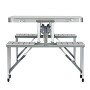 Weisshorn Folding Camping Table Outdoor Picnic BBQ With 2 Bench Chairs Set CAMP-B-T-MDF-85
