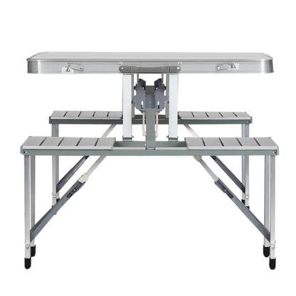 Weisshorn Folding Camping Table Outdoor Picnic BBQ With 2 Bench Chairs Set CAMP-B-T-MDF-85