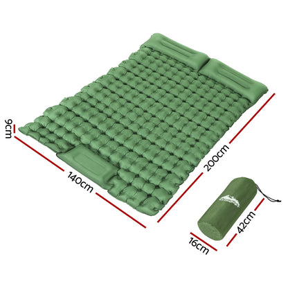 Weisshorn Self Inflating Mattress Camping Sleeping Mat Air Bed Pad Double Pillow CAMP-C-MAT-INF-BEE-D-GN
