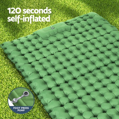Weisshorn Self Inflating Mattress Camping Sleeping Mat Air Bed Pad Double Pillow CAMP-C-MAT-INF-BEE-D-GN