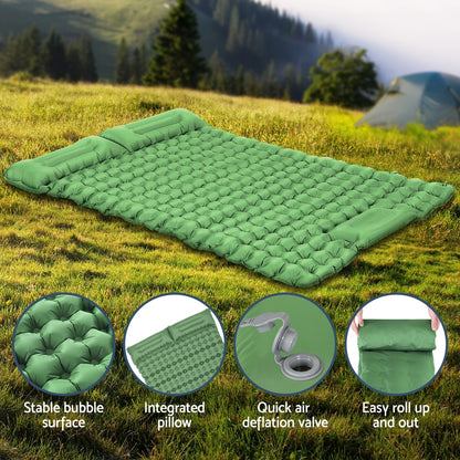 Weisshorn Self Inflating Mattress Camping Sleeping Mat Air Bed Pad Double Pillow CAMP-C-MAT-INF-BEE-D-GN