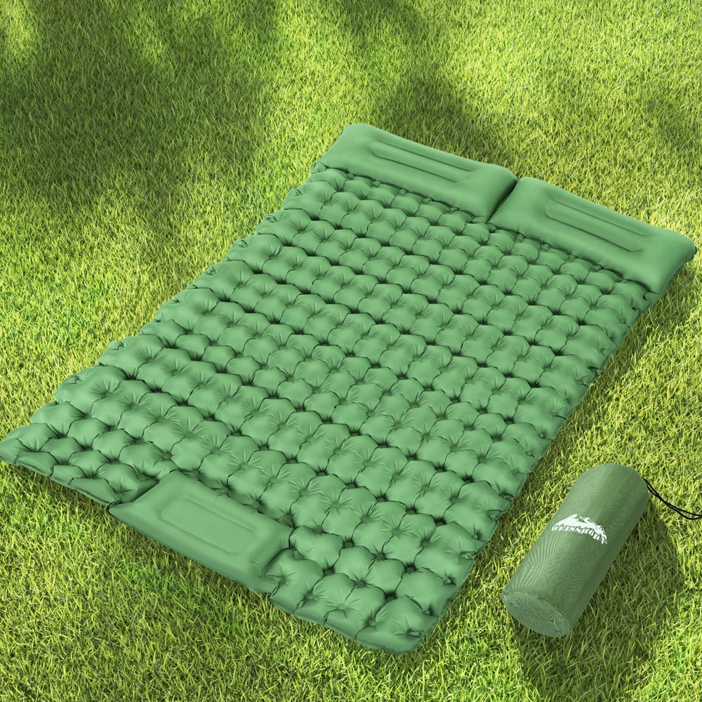 Weisshorn Self Inflating Mattress Camping Sleeping Mat Air Bed Pad Double Pillow CAMP-C-MAT-INF-BEE-D-GN