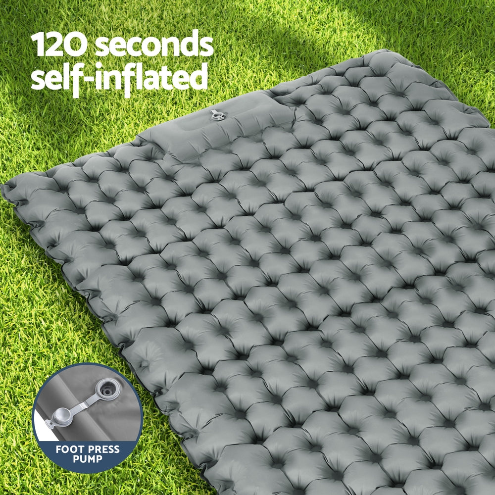 Weisshorn Self Inflating Mattress Camping Sleeping Mat Air Bed Double Pillow Bag CAMP-C-MAT-INF-BEE-D-GR