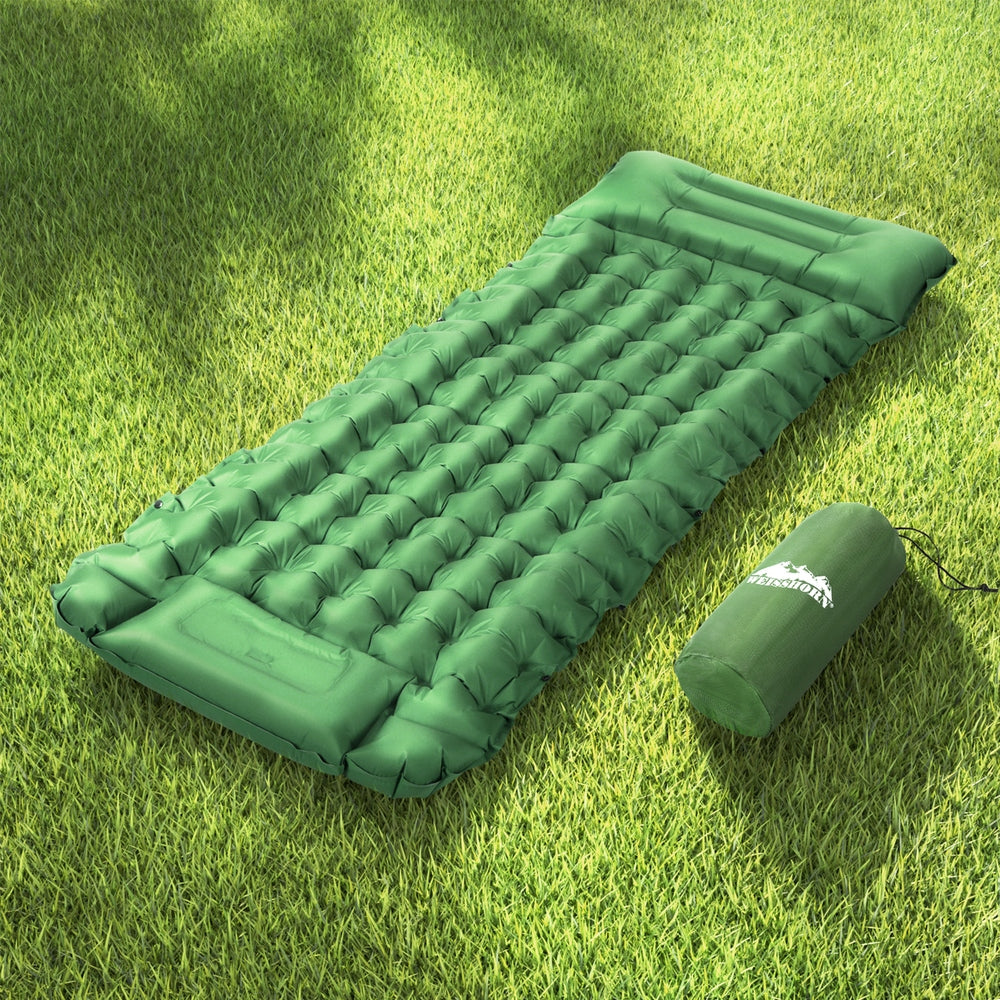 Weisshorn Self Inflating Mattress Camping Sleeping Mat Air Bed Pad Single Pillow CAMP-C-MAT-INF-BEE-S-GN