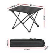 Weisshorn Folding Camping Table 40CM Roll Up Outdoor Picnic BBQ Aluminium Desk CAMP-C-T-ALUM-40