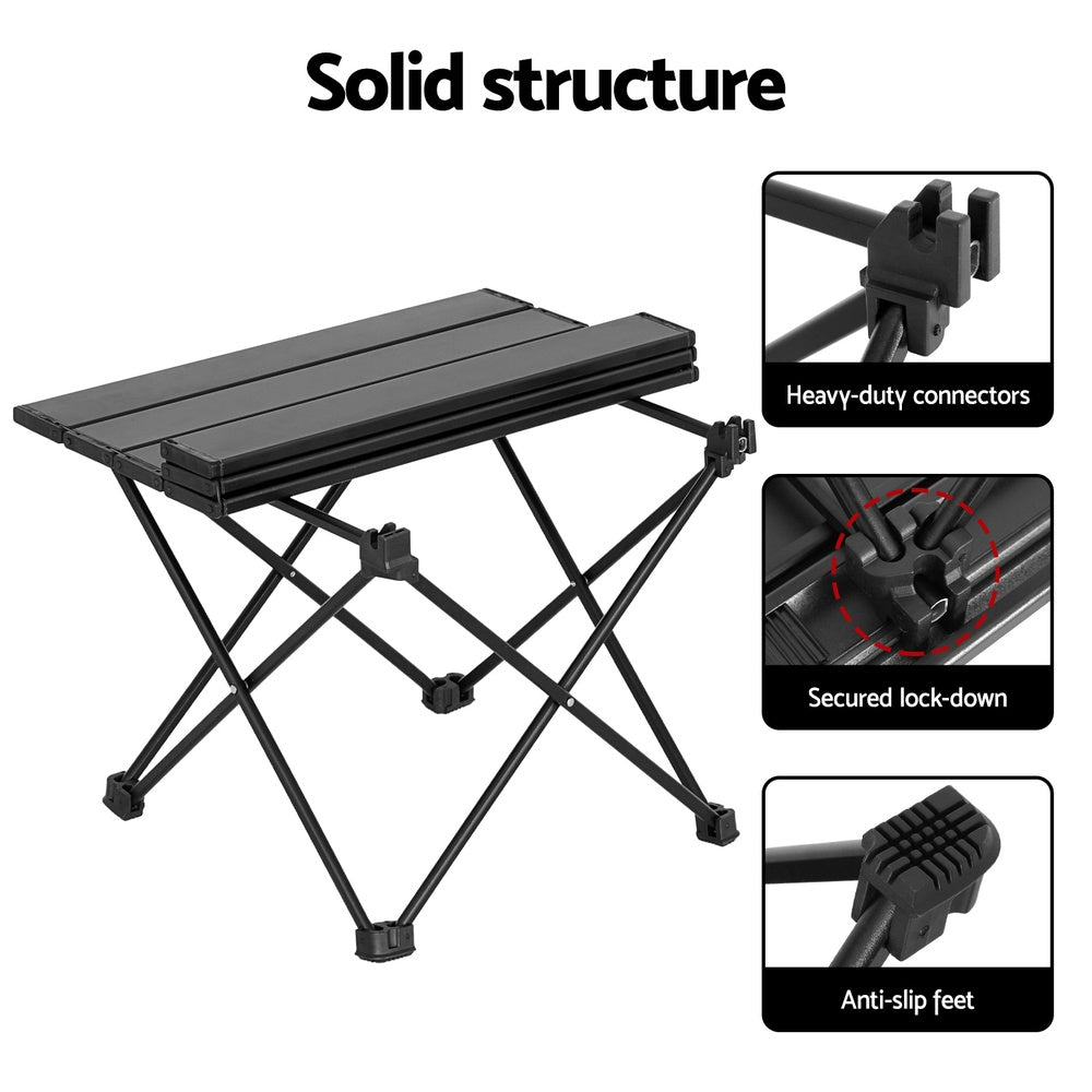 Weisshorn Folding Camping Table 40CM Roll Up Outdoor Picnic BBQ Aluminium Desk CAMP-C-T-ALUM-40