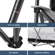 Weisshorn Camping Chair Double Folding Moon Chair Portable Seat 240KG CAMP-D-C-MOON-D-WHBK