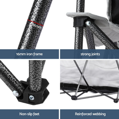 Weisshorn Camping Chair Double Folding Moon Chair Portable Seat 240KG CAMP-D-C-MOON-D-WHBK