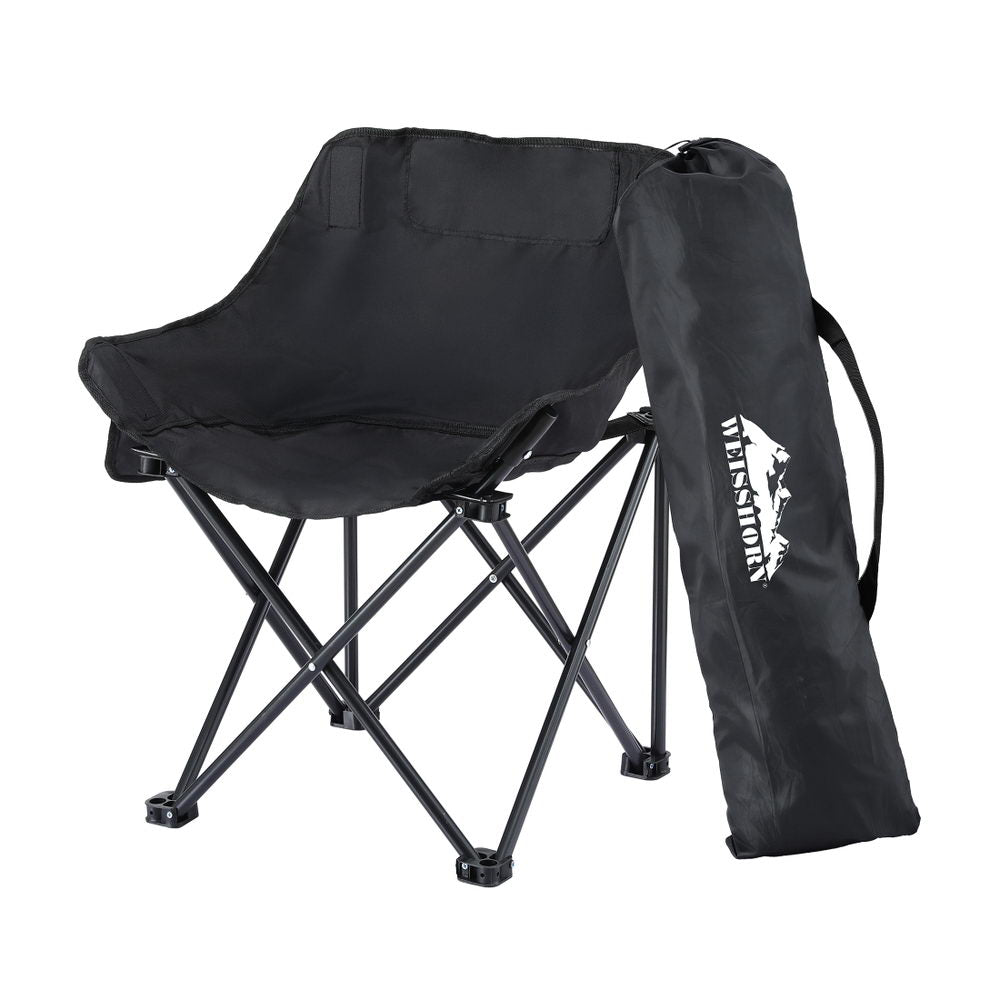 Weisshorn Folding Camping Moon Chair Portable Seat Weight Capacity 120KG Black CAMP-D-C-MOON-S-BK