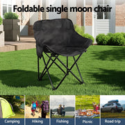 Weisshorn Folding Camping Moon Chair Portable Seat Weight Capacity 120KG Black CAMP-D-C-MOON-S-BK
