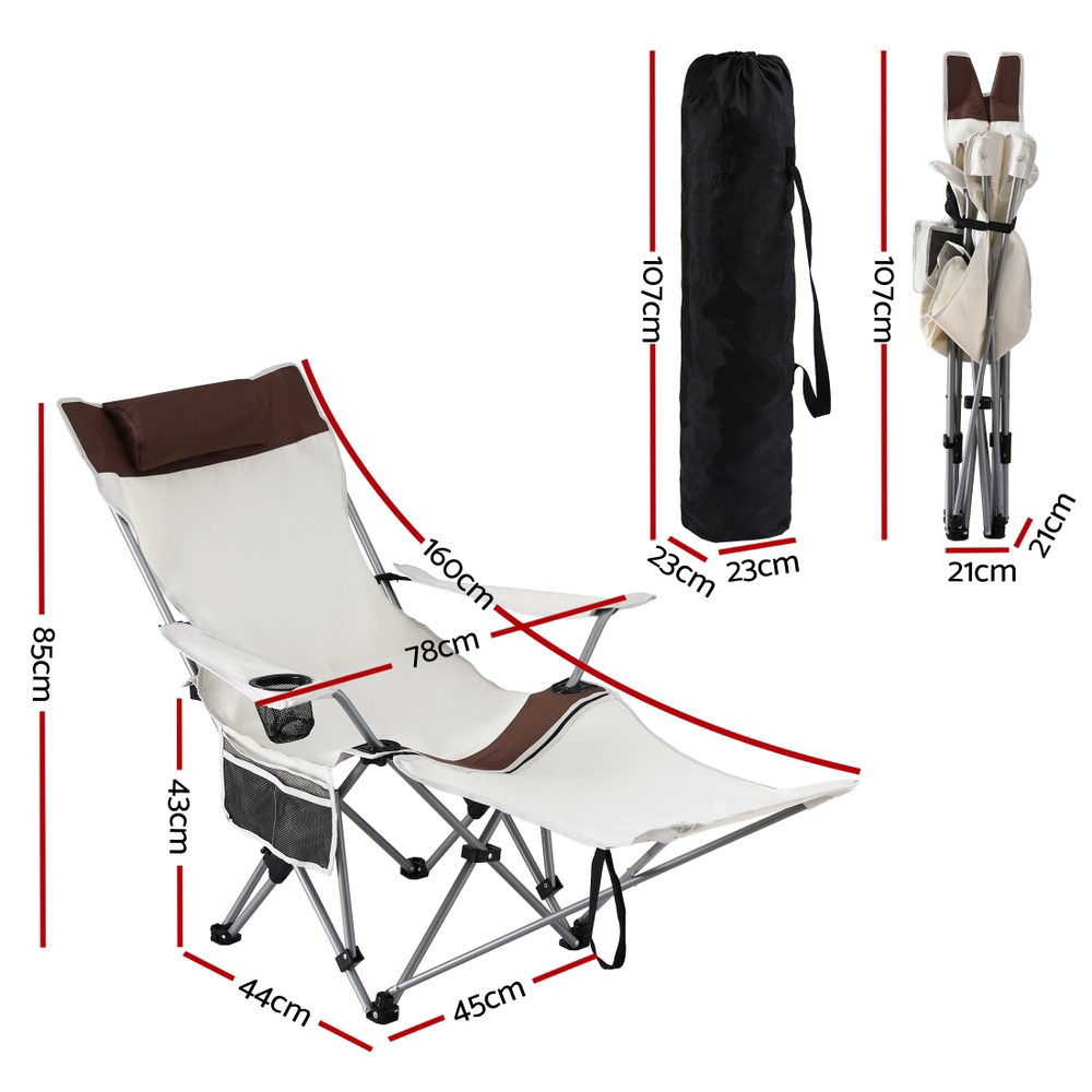 Weisshorn Camping Chair Reclining Adjustable Portable Outdoor Folding Lightweight CAMP-D-C-RCL-WHBR
