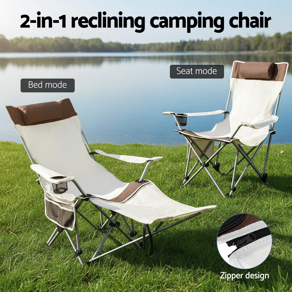 Weisshorn Camping Chair Reclining Adjustable Portable Outdoor Folding Lightweight CAMP-D-C-RCL-WHBR