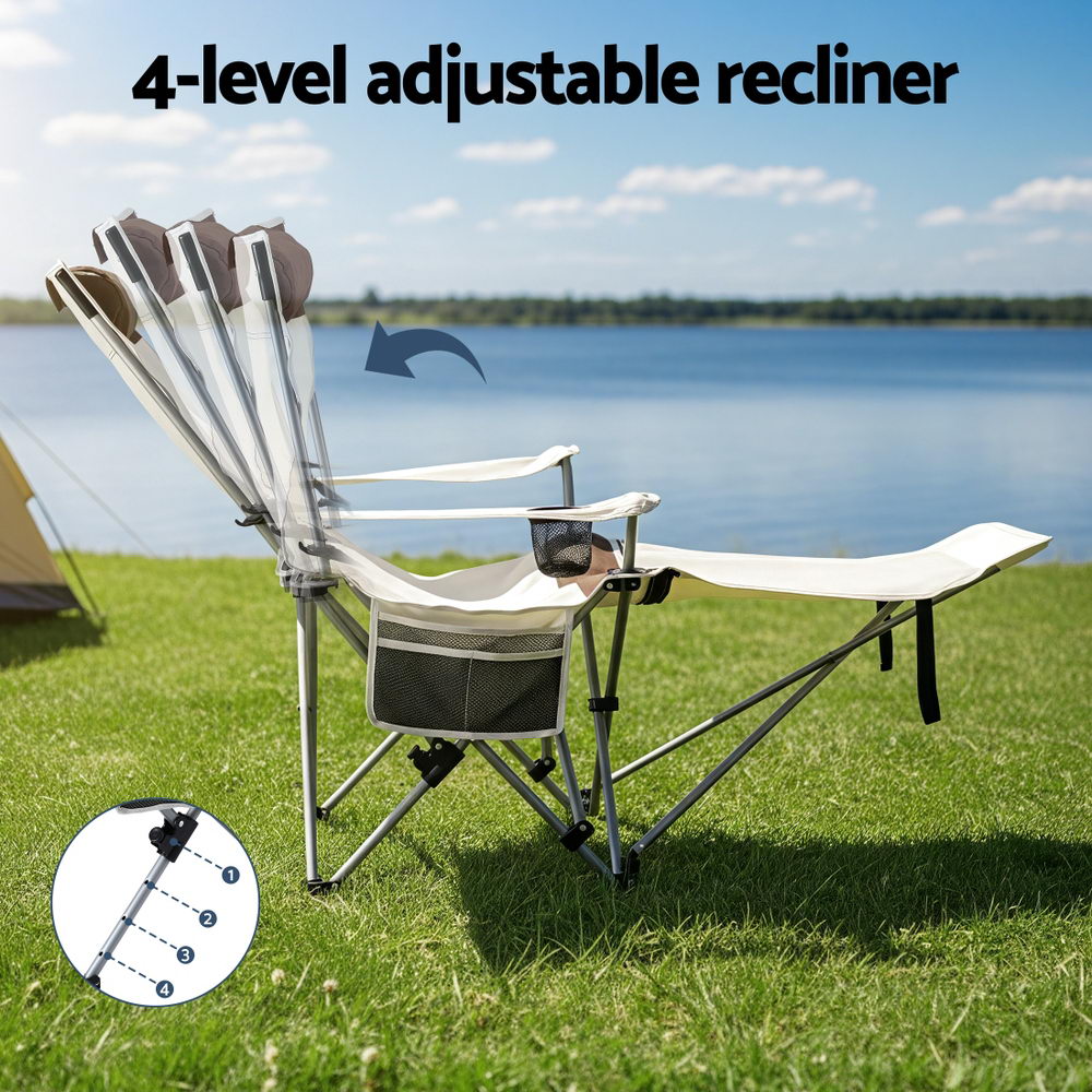 Weisshorn Camping Chair Reclining Adjustable Portable Outdoor Folding Lightweight CAMP-D-C-RCL-WHBR