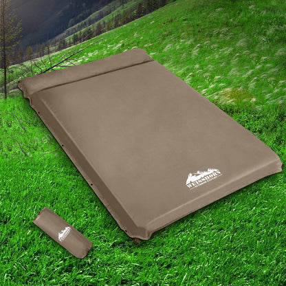 Weisshorn Self Inflating Mattress 10CM Camping Sleeping Mat Air Double Coffee CAMP-MAT-SUE-DT-CO