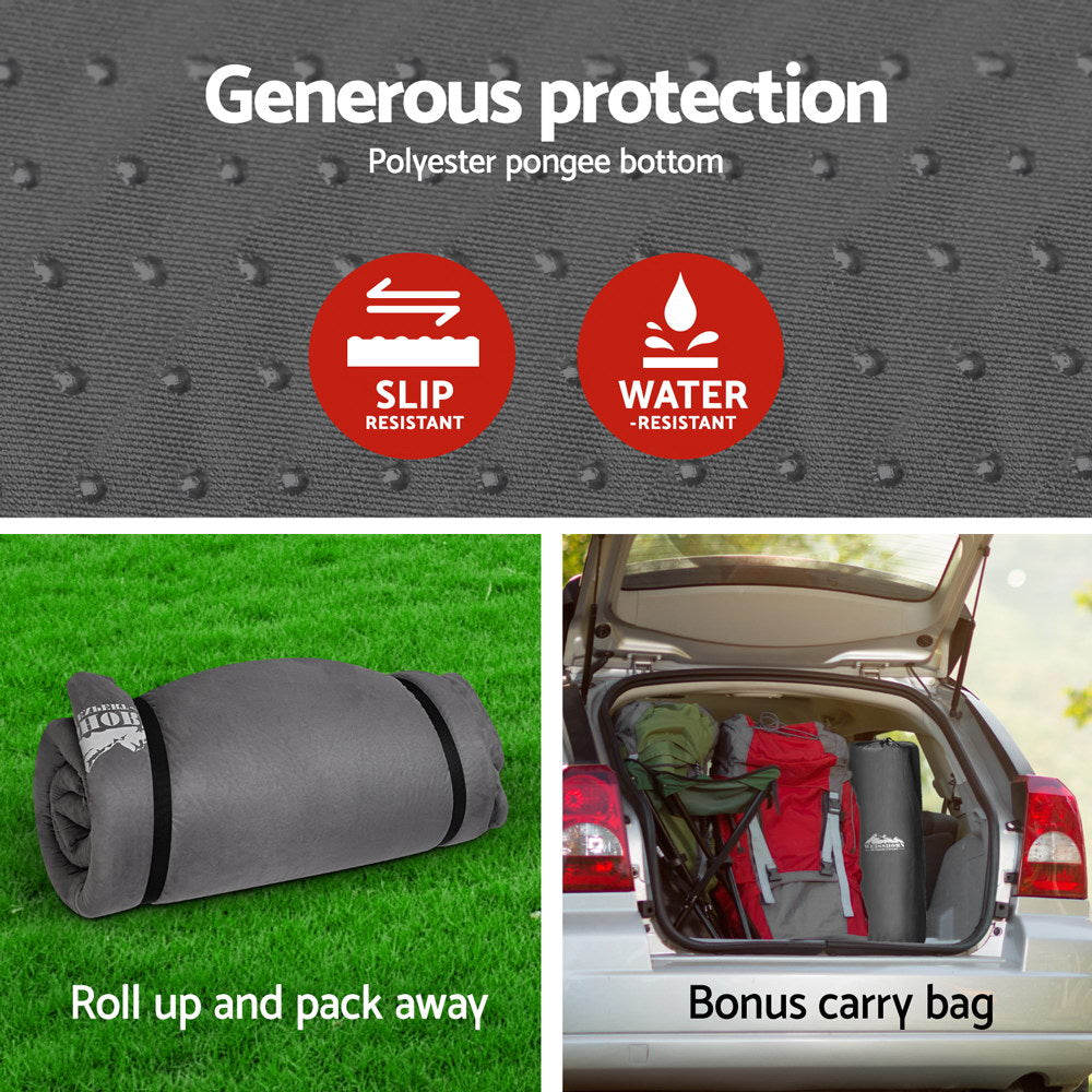 Weisshorn Self Inflating Mattress 10CM Camping Sleeping Mat Air Double Grey CAMP-MAT-SUE-DT-GREY