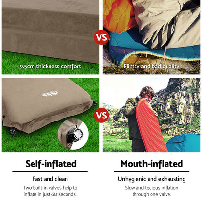 Weisshorn Self Inflating Mattress Camping Sleeping Mat Air Bed Single Coffee CAMP-MAT-SUE-SIN-CO