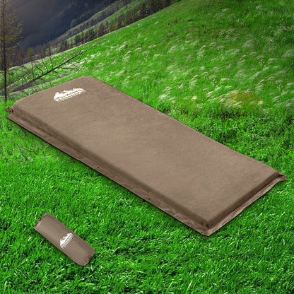 Weisshorn Self Inflating Mattress Camping Sleeping Mat Air Bed Single Coffee CAMP-MAT-SUE-SIN-CO