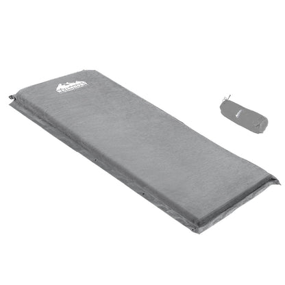 Weisshorn Self Inflating Mattress Camping Sleeping Mat Air Bed Single Grey CAMP-MAT-SUE-SIN-GREY