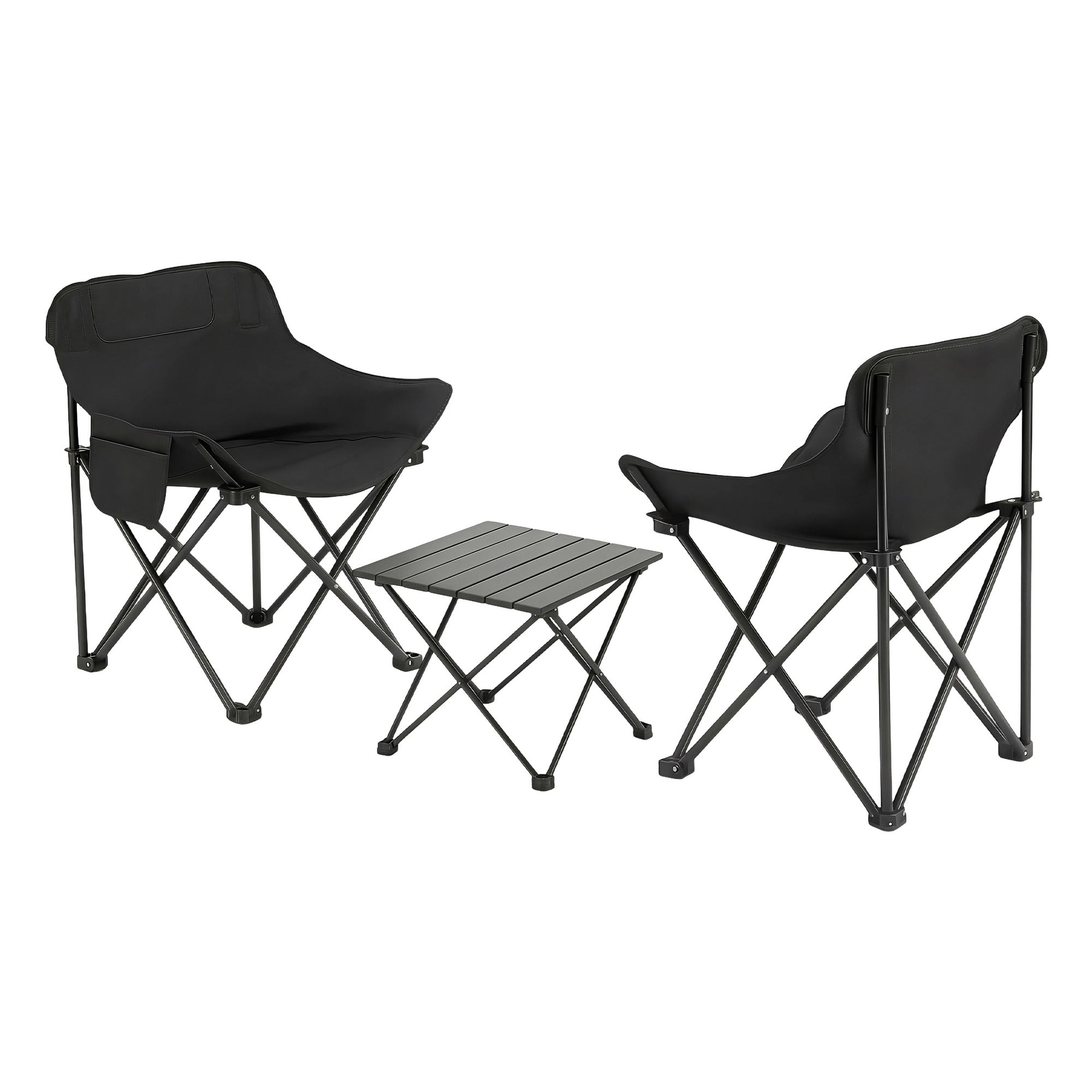 Weisshorn 3pc Camping Table Chair Set Outdoor Folding Aluminium Portable Picnic CAMP-MOON-BKX2-ALUM-40