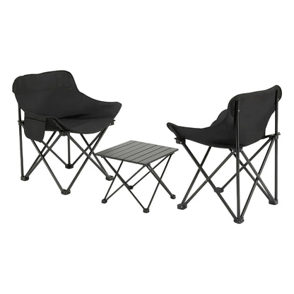 Weisshorn 3pc Camping Table Chair Set Outdoor Folding Aluminium Portable Picnic CAMP-MOON-BKX2-ALUM-40