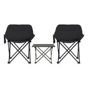 Weisshorn 3pc Camping Table Chair Set Outdoor Folding Aluminium Portable Picnic CAMP-MOON-BKX2-ALUM-40
