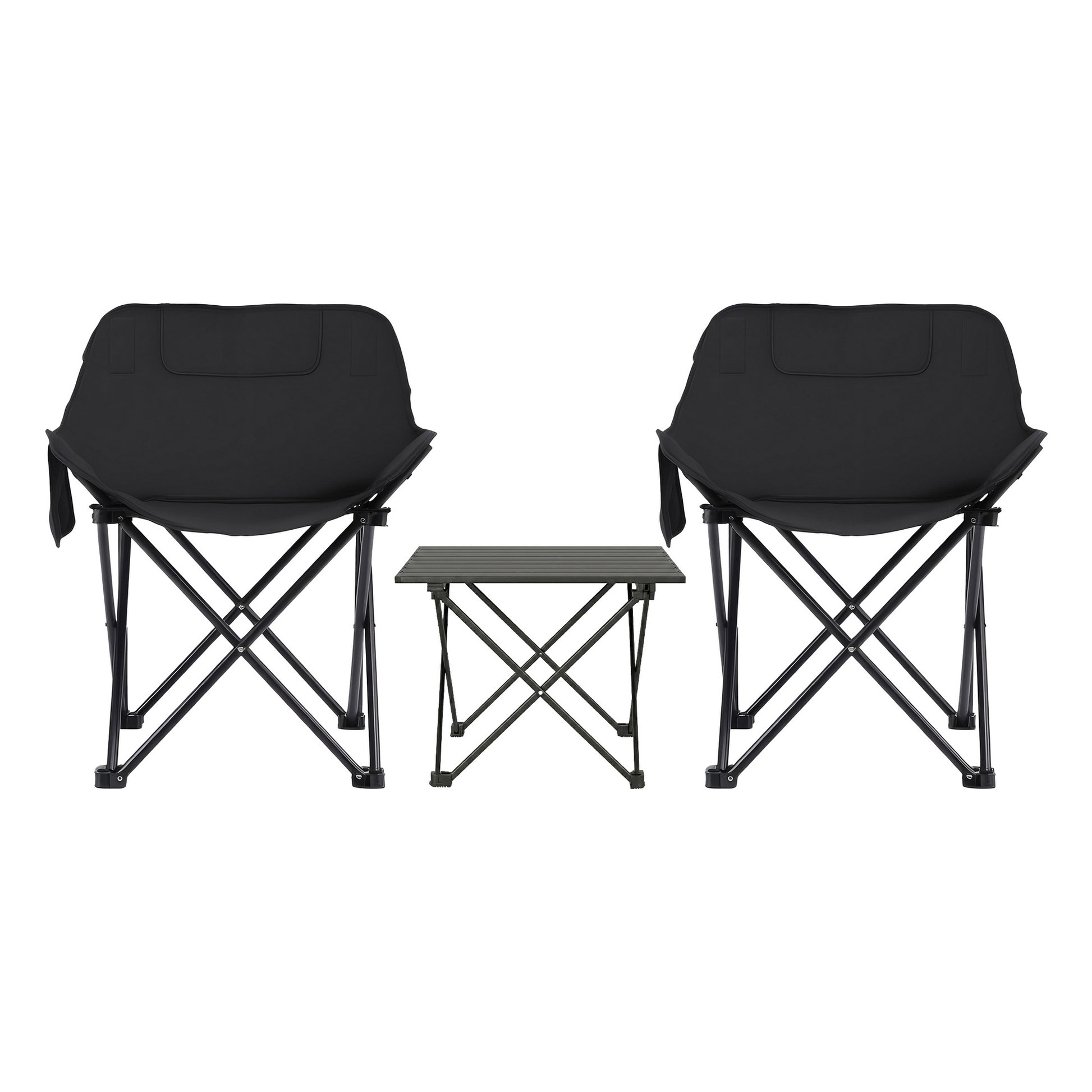 Weisshorn 3pc Camping Table Chair Set Outdoor Folding Aluminium Portable Picnic CAMP-MOON-BKX2-ALUM-40
