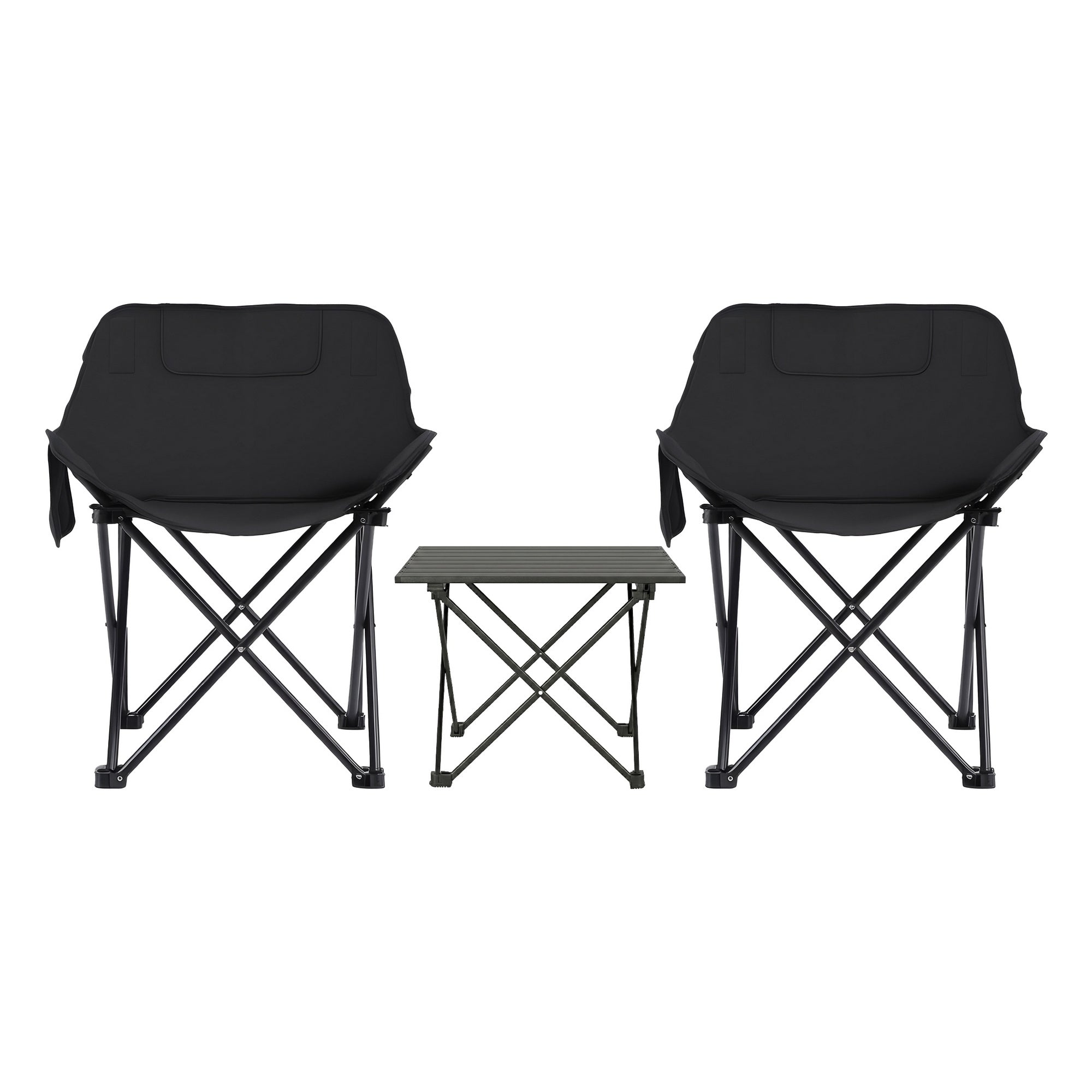 Weisshorn 3pc Camping Table Chair Set Outdoor Folding Aluminium Portable Picnic CAMP-MOON-BKX2-ALUM-40