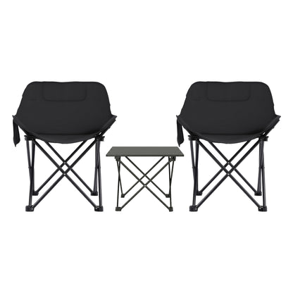 Weisshorn 3pc Camping Table Chair Set Outdoor Folding Aluminium Portable Picnic CAMP-MOON-BKX2-ALUM-40