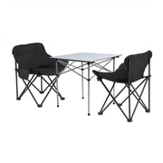 Weisshorn 3pc Camping Table Chair Set Outdoor Folding Aluminium Portable Picnic CAMP-MOON-BKX2-ALUM-70