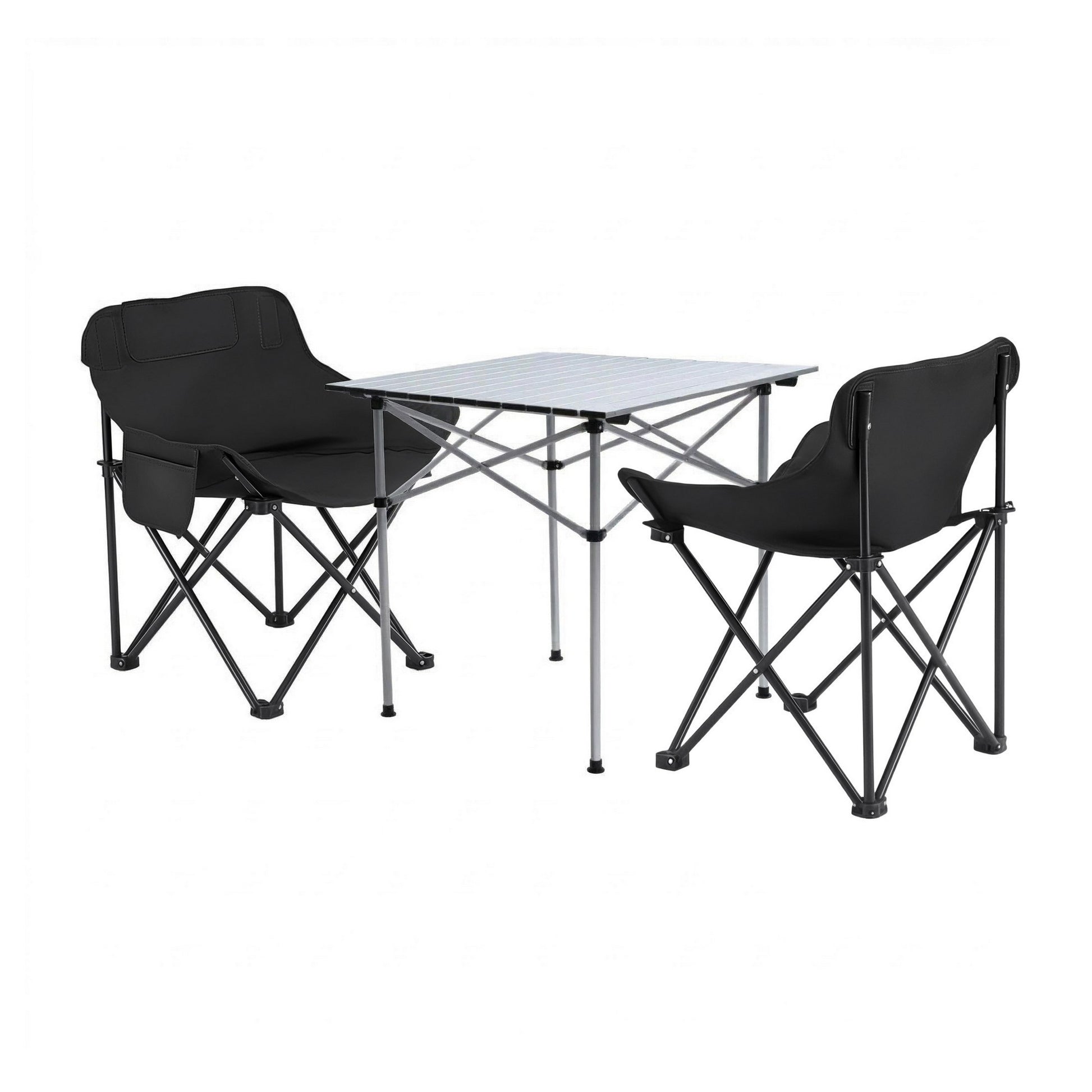 Weisshorn 3pc Camping Table Chair Set Outdoor Folding Aluminium Portable Picnic CAMP-MOON-BKX2-ALUM-70