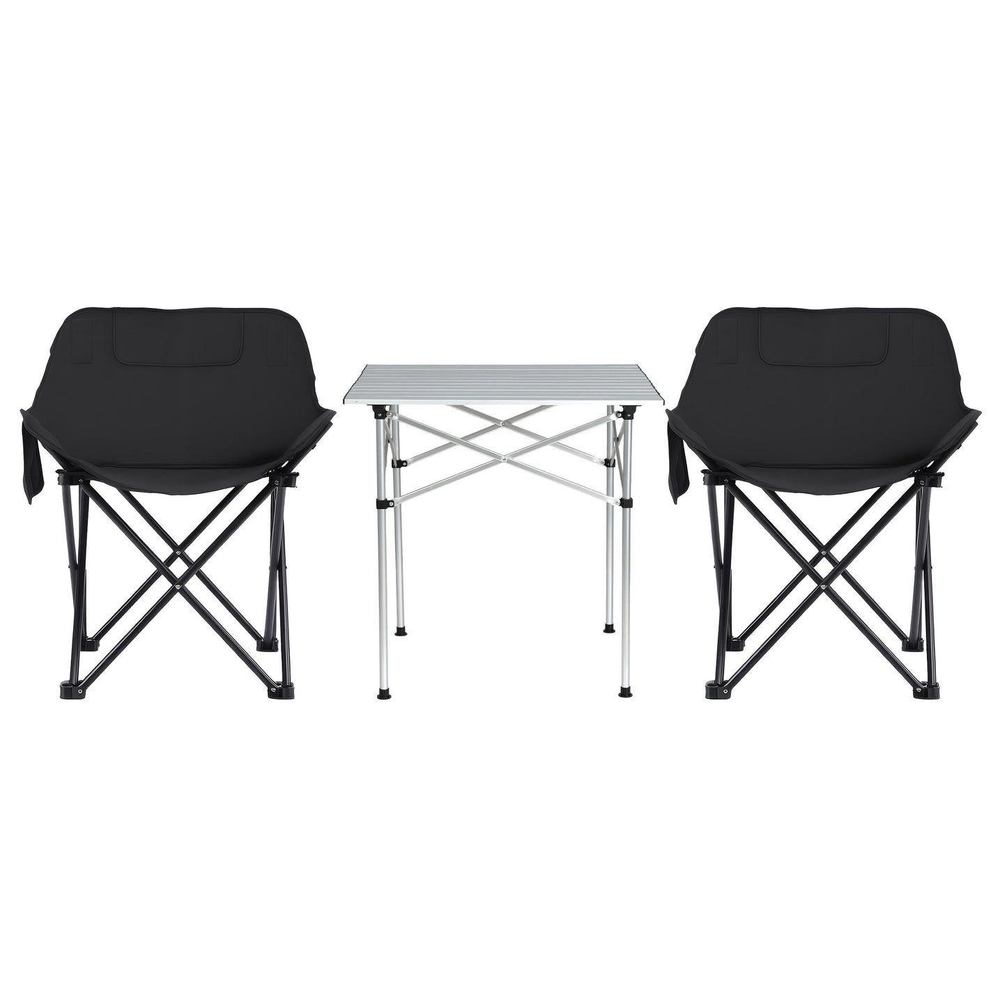 Weisshorn 3pc Camping Table Chair Set Outdoor Folding Aluminium Portable Picnic CAMP-MOON-BKX2-ALUM-70
