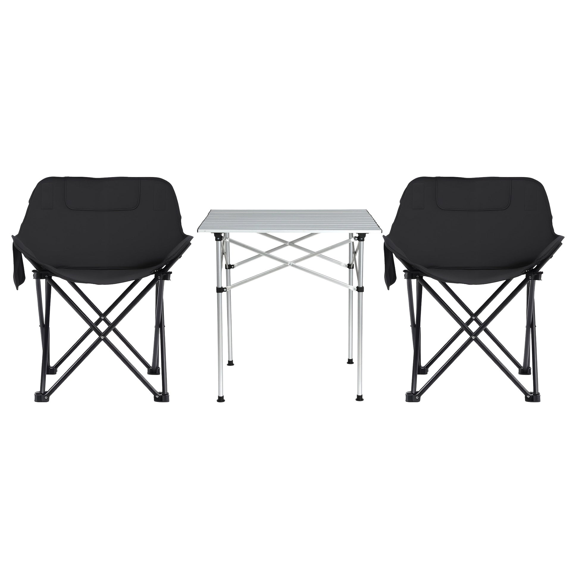 Weisshorn 3pc Camping Table Chair Set Outdoor Folding Aluminium Portable Picnic CAMP-MOON-BKX2-ALUM-70