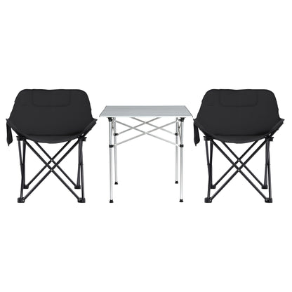 Weisshorn 3pc Camping Table Chair Set Outdoor Folding Aluminium Portable Picnic CAMP-MOON-BKX2-ALUM-70