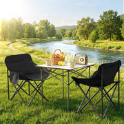 Weisshorn 3pc Camping Table Chair Set Outdoor Folding Aluminium Portable Picnic CAMP-MOON-BKX2-ALUM-70