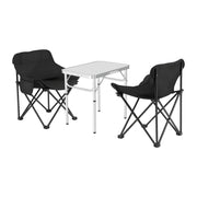 Weisshorn 3pc Camping Table Chair Set Outdoor Folding Aluminium Portable Picnic CAMP-MOON-BKX2-MDF-60