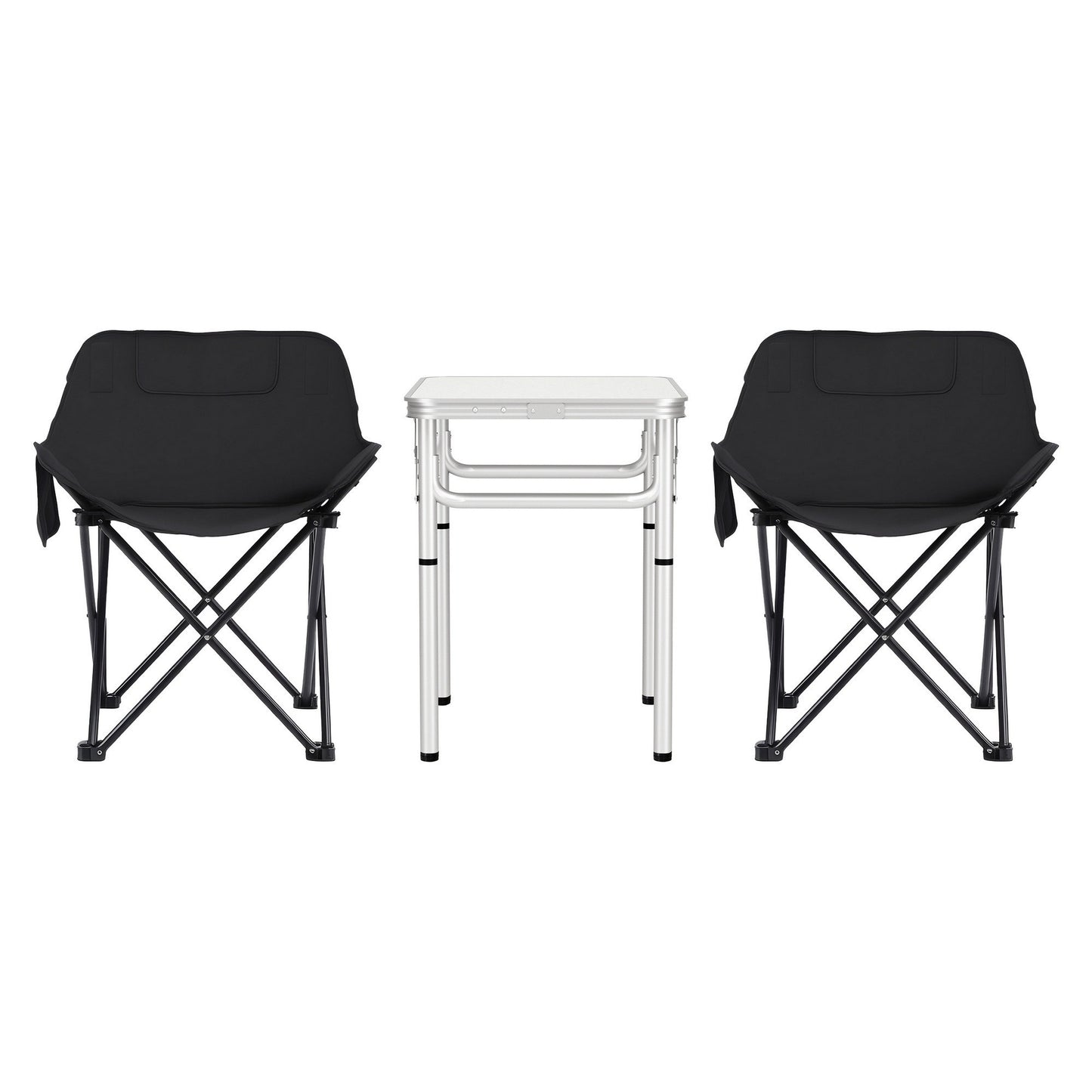 Weisshorn 3pc Camping Table Chair Set Outdoor Folding Aluminium Portable Picnic CAMP-MOON-BKX2-MDF-60