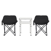 Weisshorn 3pc Camping Table Chair Set Outdoor Folding Aluminium Portable Picnic CAMP-MOON-BKX2-MDF-60