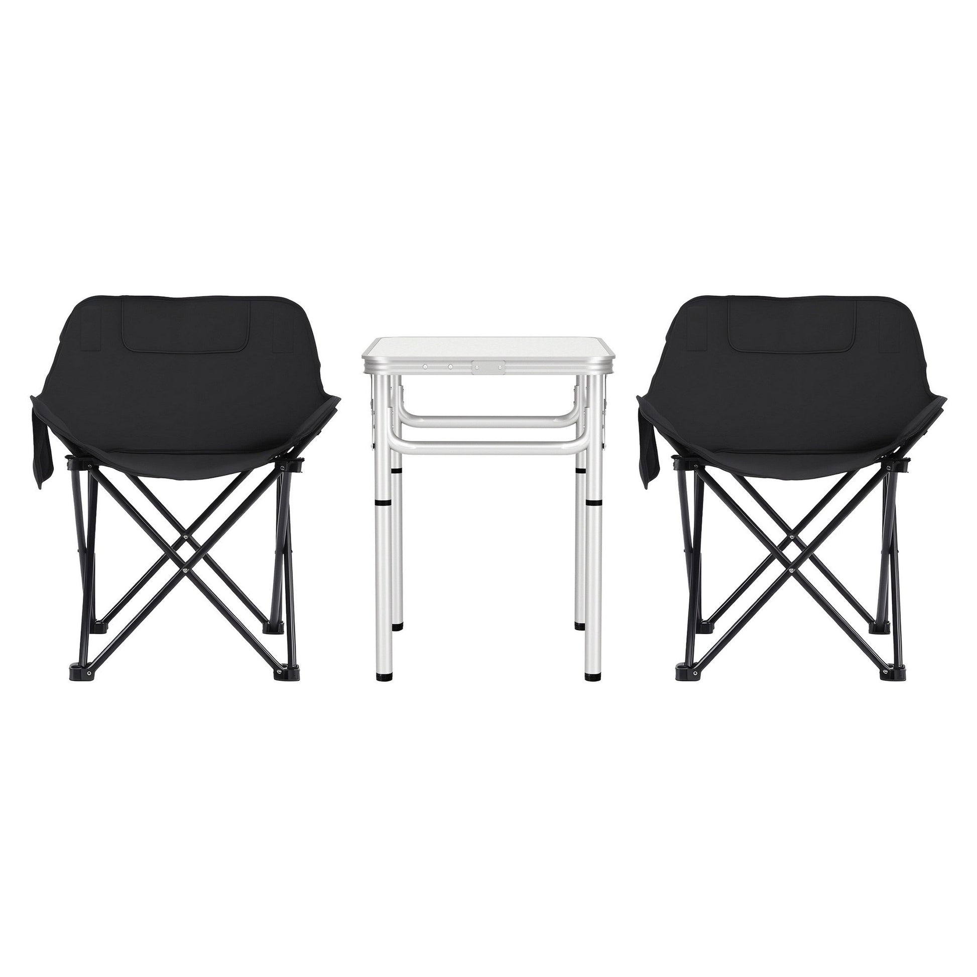 Weisshorn 3pc Camping Table Chair Set Outdoor Folding Aluminium Portable Picnic CAMP-MOON-BKX2-MDF-60